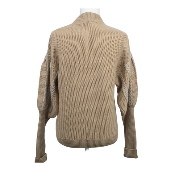Jonathan Simkhai Wool Sweater M Beige Balloon Sleeve Knit Quiet Luxury - Picture 3 of 11